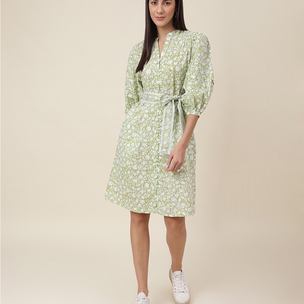 Fabindia Cotton Printed Knee Length Dress, NWT